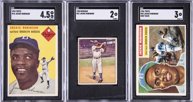 1950-1956 Topps and Bowman Jackie Robinson SGC-Graded Trio (3 Different)